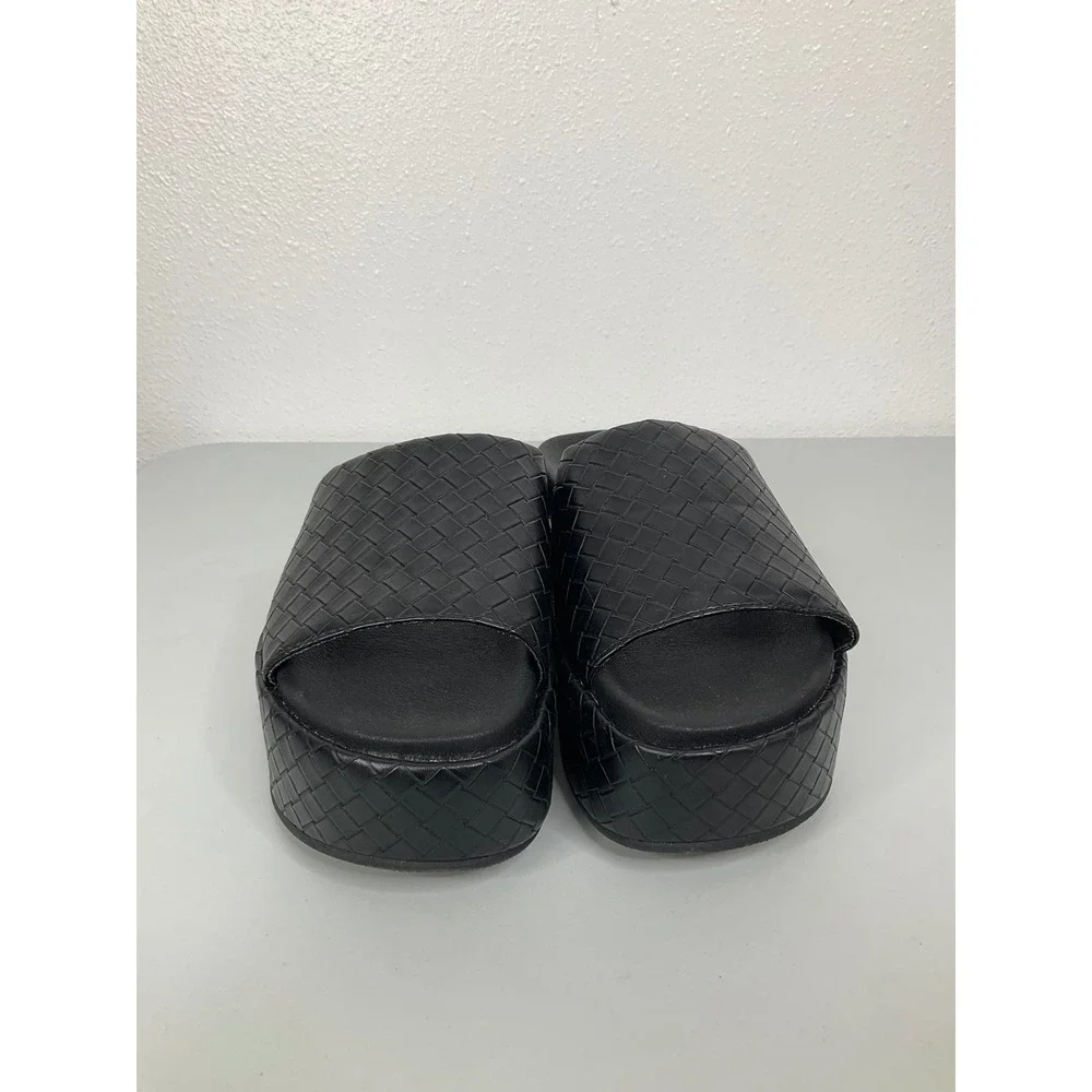 Steve Madden Playa Black Woven Platform Slide Sandals Womens 7M PLAY1351